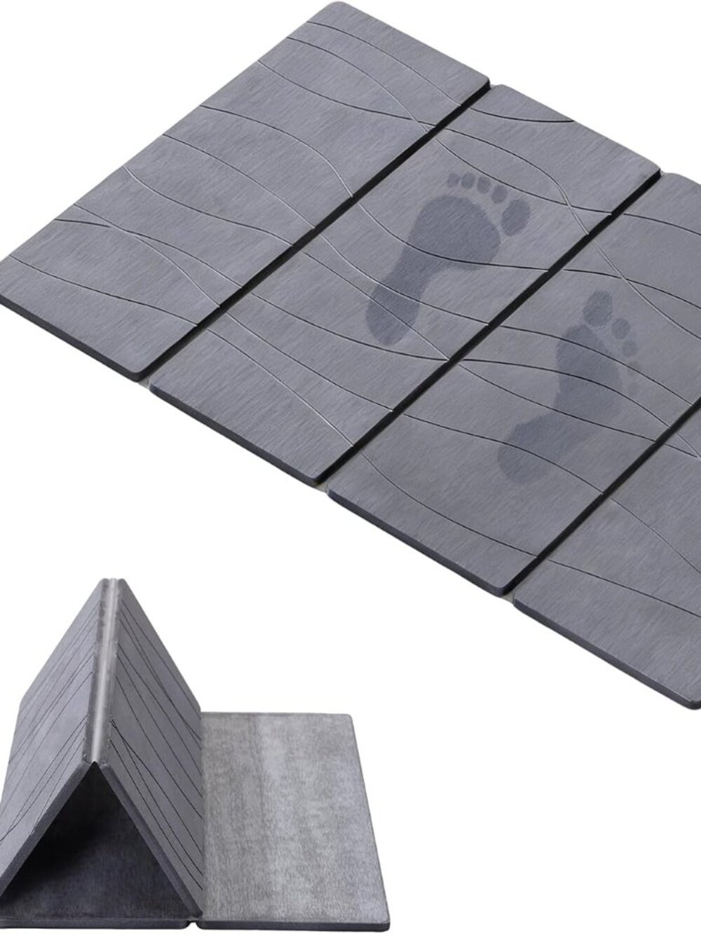Foldable Stone Bath Mat, 23.62” x 15.35” Non Slip Bath Mats
